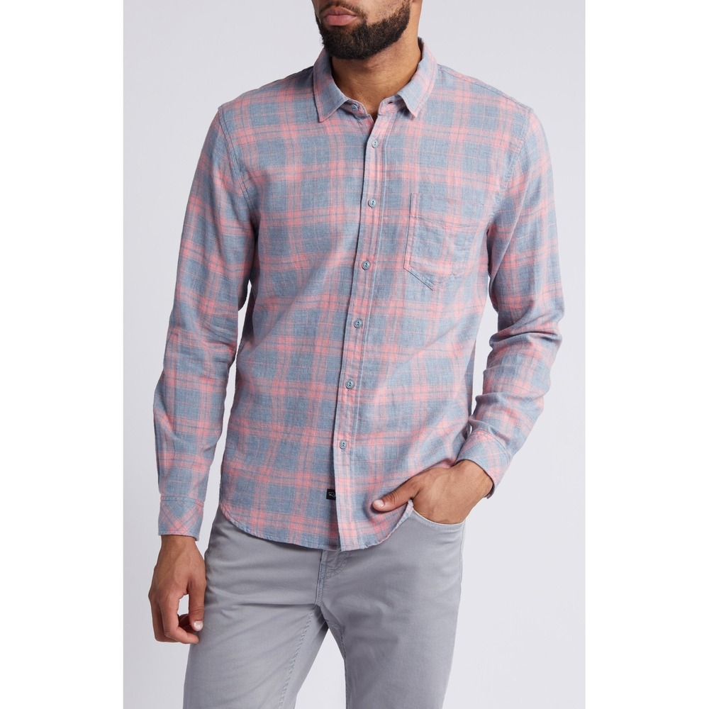 Rails Wyatt Poppy Denim Melange‎ Plaid Shirt M Pink Blue Flannel